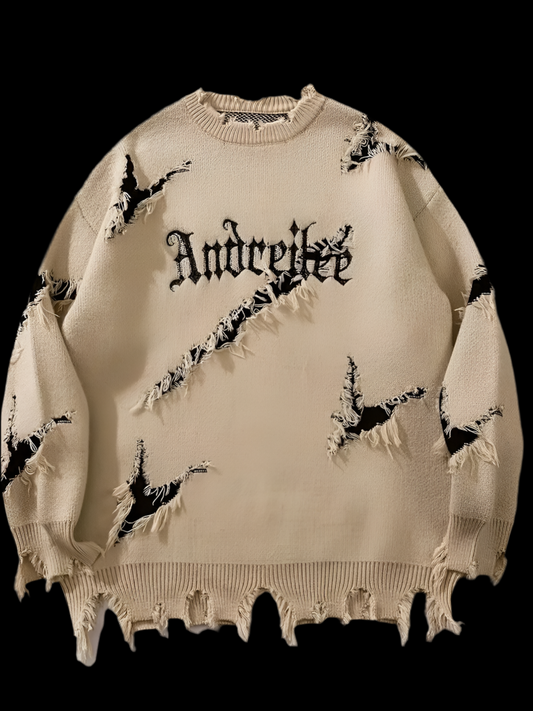 Ripped Vintage knit Milky white